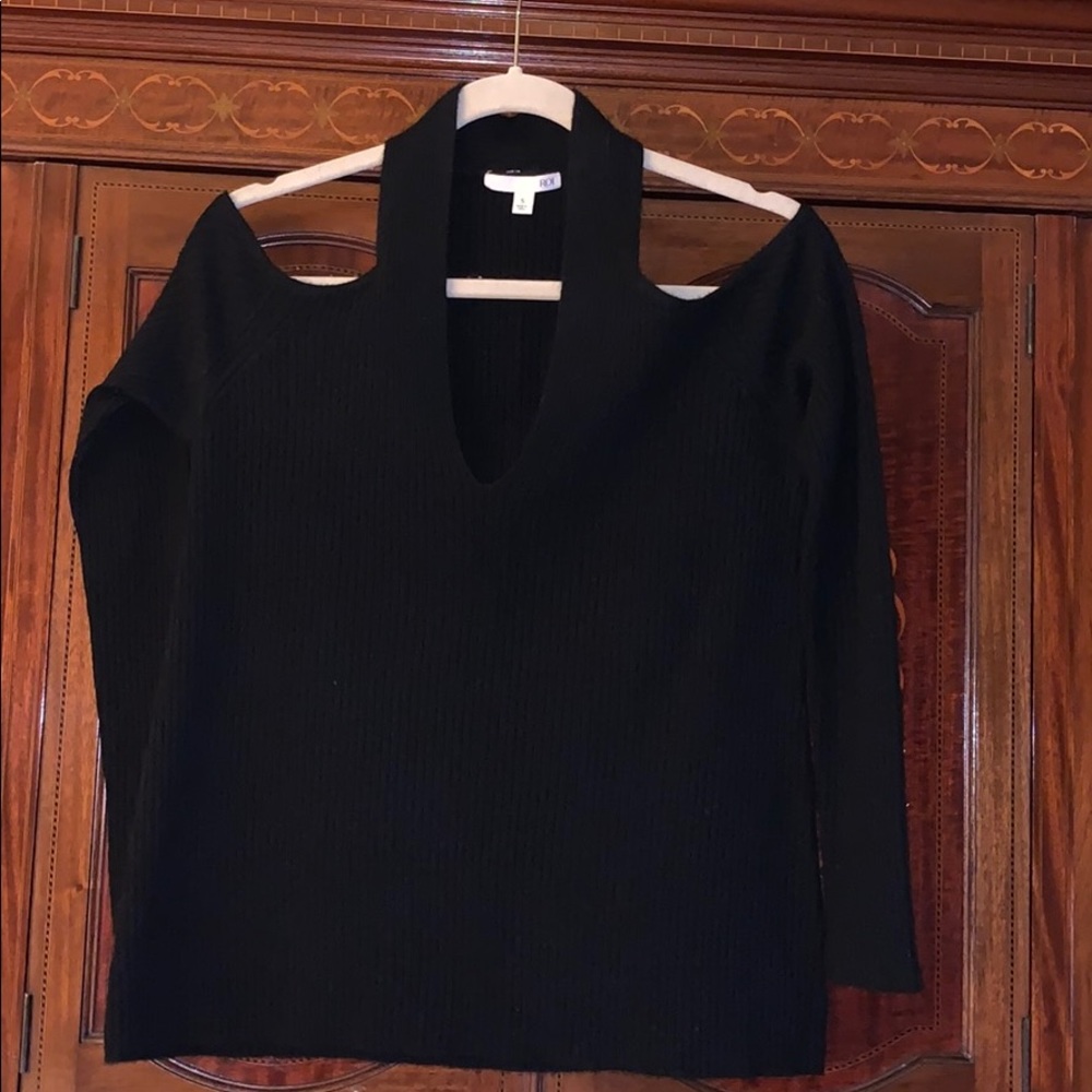 Black cold shoulder sweater